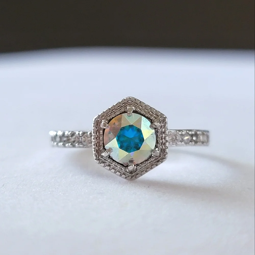 Fragrant Jewels Sparkling Irridescent Hexagon Ring